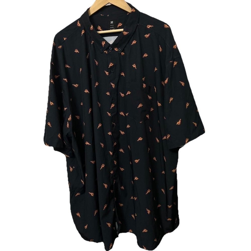 Visive Shirt Men's 4 Extra Large Pizza All Over Print 90% Polyester 10% Spandex